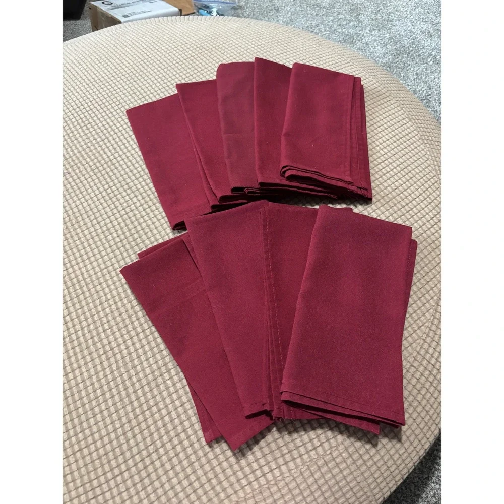 Set of 10 Burgundy Cloth Napkins Solid Red Wine Dinner Table Linens Square